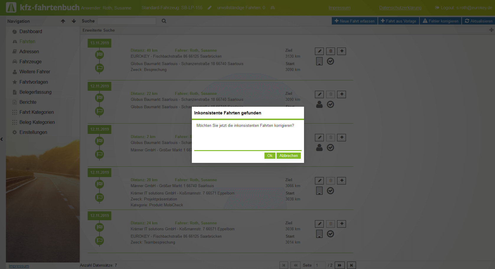 Fahrtüberprüfung Online